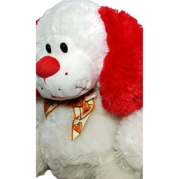 Dan Dee 15" Plush Dog 2010 – White Fur, Red Ears & Nose, Fall Bowtie – Collector - Picture 7 of 11